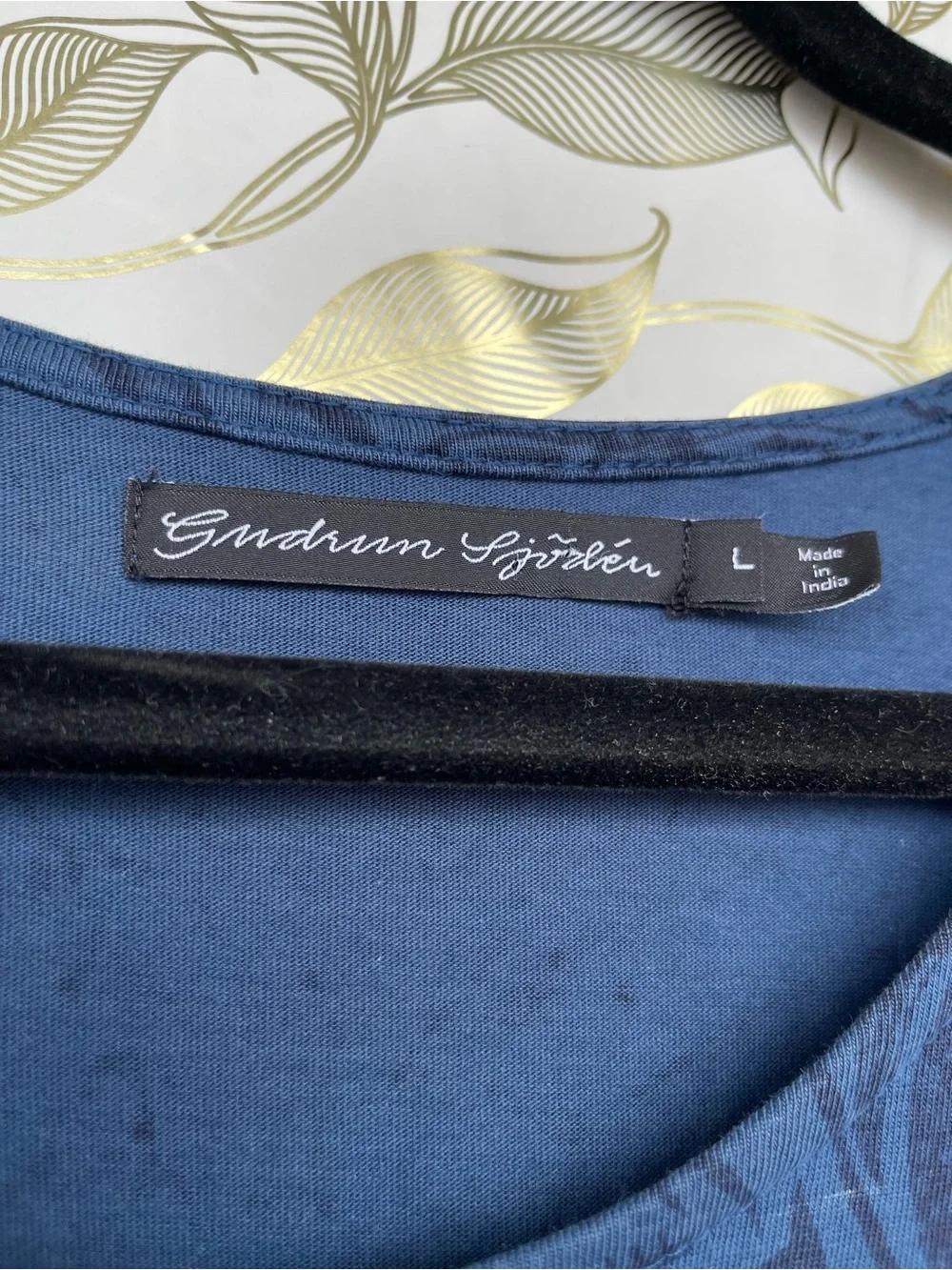 Gudrun Sjoden Organic Cotton Blue Botanical Lagenlook Dress L Pockets Scandiboho - Picture 6 of 12